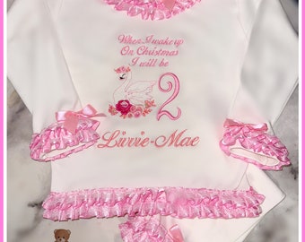 Personalised frill trim birthday pyjamas