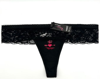Sé mío, bragas de tanga de encaje de San Valentín