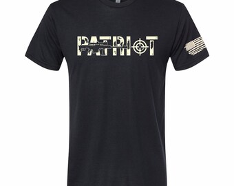 Camiseta gráfica Patriot: negra, mezcla de polialgodón
