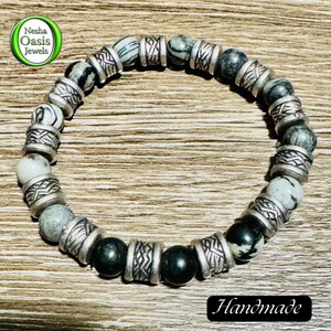 Spider Web Jasper Bracelet| Beaded Bracelet with Spacers | Gemstone Bracelet 8MM| Natural Beads