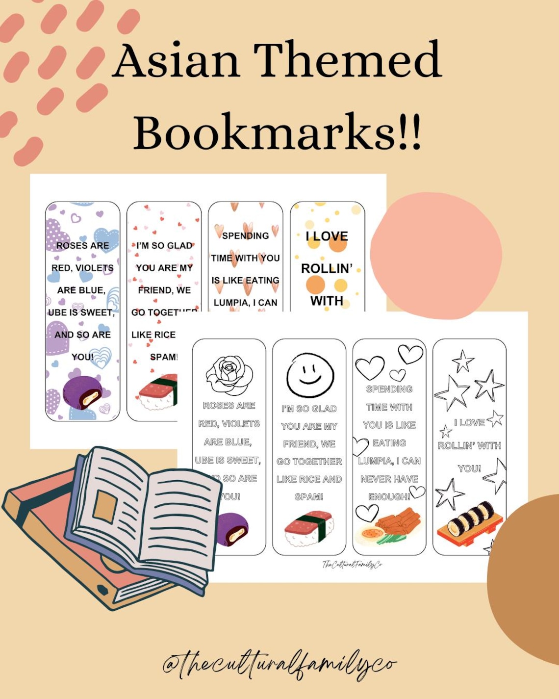 Printable Bookmarks for Children or Adults, Color You Own, Asian ...