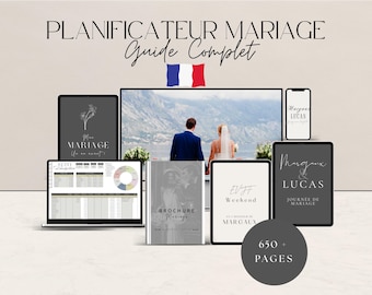 Planificateur mariage Français, planificateur digital PDF, planning evjf, organisateur mariage, budget, Wedding planner printable, checklist