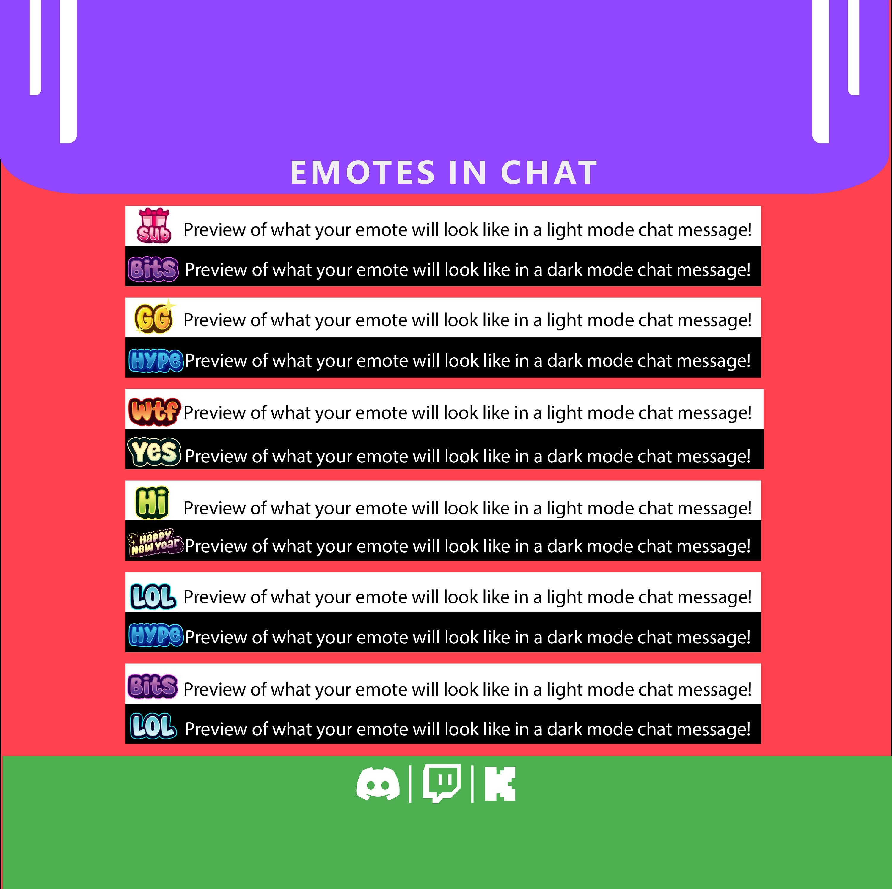 9 Cool Static Text Emotes for Twitch, Kik, Discord, and More! - Etsy