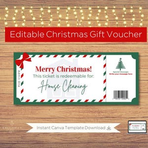 Christmas House Cleaning Gift Voucher: Customizable Ticket (Digital Download)