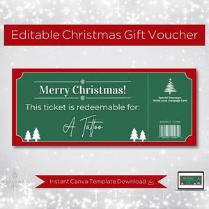 Christmas Tattoo Gift Voucher: Editable Ticket (Digital Download)
