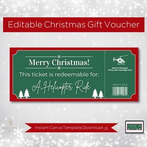 Buono regalo per giro in elicottero di Natale: biglietto personalizzabile (download digitale)