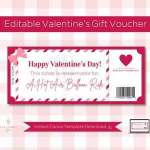 Hot Air Balloon Ride Valentine&#39;s Day Gift Ticket