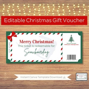 Snowboarding Christmas Gift Ticket