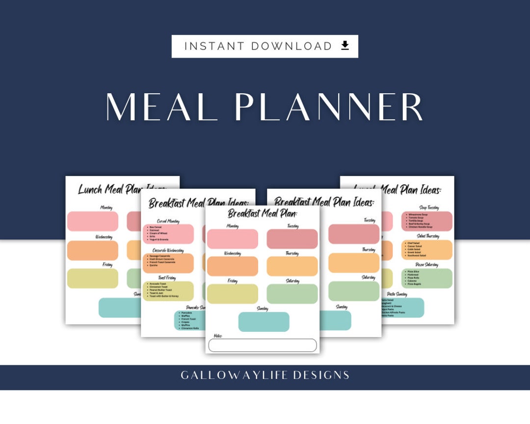 Weekly Meal Planner Rainbow Printable - Etsy