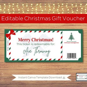 Christmas Axe Throwing Gift Voucher: Customizable Ticket (Digital Download)