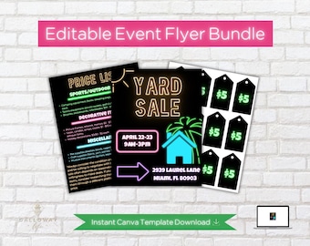 Folleto de venta de garaje, plantilla editable (descarga digital)