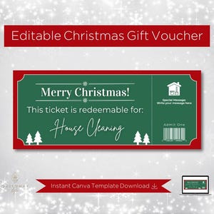 Christmas House Cleaning Gift Voucher: Customizable Ticket (Digital Download)