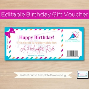 Helicopter Ride Birthday Gift Ticket