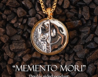 Memento Mori Gold Chain Necklace, Ancient Greek Gods, Statement Necklace,  Stoicism, Handcrafted Jewelry Gift, Skull Jewelry, Mens Rope Chain