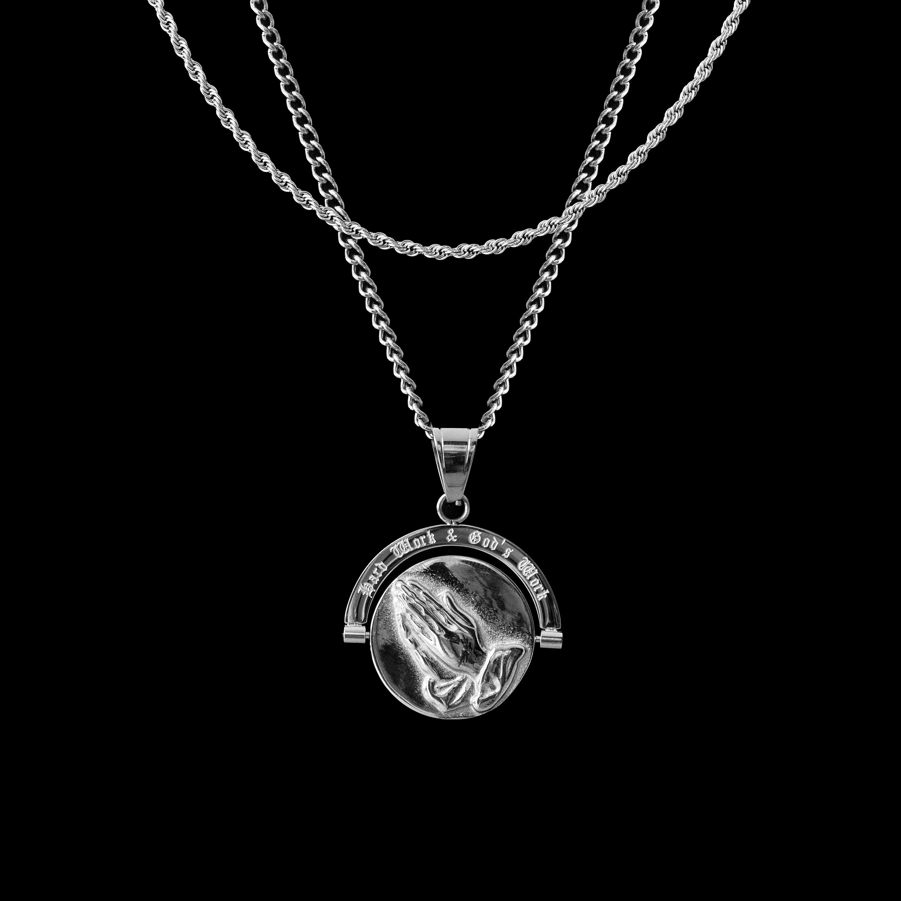 Hard Work & God's Work Lion's Prayer Flip Pendant - Gift for Men