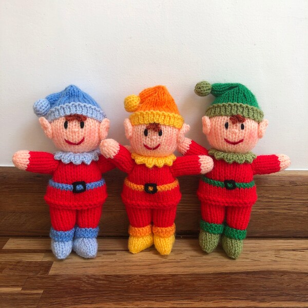 Hand Knitted Christmas Elves Set Of 3