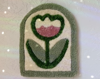 Tufted Flower Wall Hanging, Handmade Fiber Art, Cottagecore, Home Decor, Nursery, Housewarming Gift