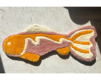 Tufted Fish Wall Art, Handmade Trout textile tapestry, home decor, Unique Housewarming Gift, Nursery