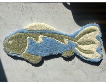 Arte de pared con peces copetudos, tapiz textil de trucha hecho a mano, decoración del hogar, regalo único de inauguración de la casa, guardería
