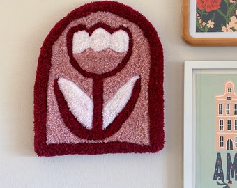 Tufted Flower Wall Hanging, Handmade Fiber Art, Cottagecore, Home Decor, Nursery, Housewarming Gift