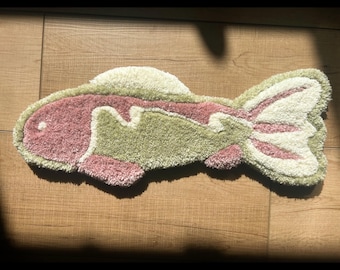 Arte de pared con peces copetudos, tapiz textil de trucha hecho a mano, decoración del hogar, regalo único de inauguración de la casa, guardería