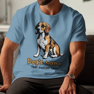 Personalized Beagle T-shirt | Custom Pet Name Tee, Dog Lovers Shirt, Customizable, Animal Lovers Gift, Sustainable Cotton