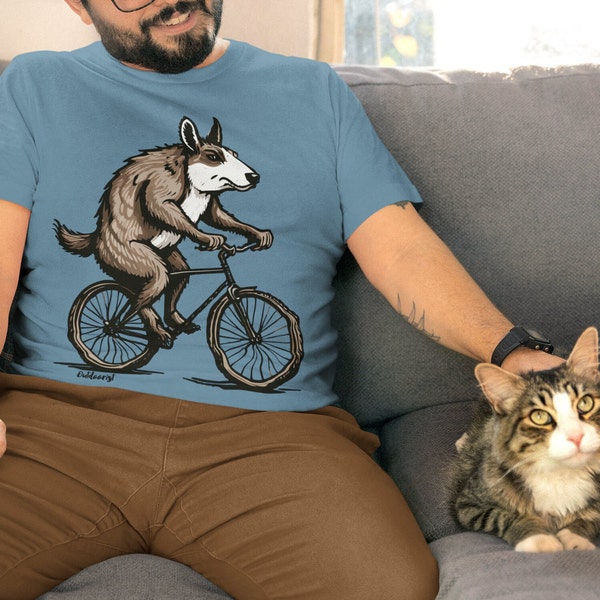 Wombat Riding a Bike T-Shirt | Unisex Cycling Tees, Fun Gifts for Bike Lovers, Animal Lovers T-Shirts, 100% Eco-Friendly Cotton & Ink