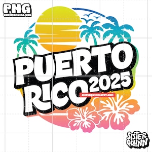 Puerto Rico 2025 - Tropical Vacation Sublimation PNG | Palm Tree, Summer Sublimation PNG, Vacay Mode, Instant Download