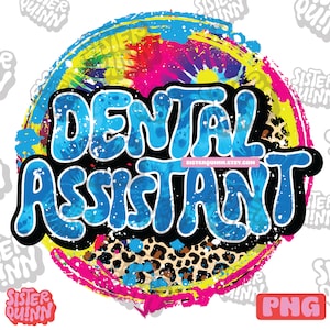 Assistente Dental Rainbow Tie Dye Cheetah Sublimação PNG | Leopardo, download instantâneo