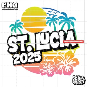 Sainte-Lucie 2025 - Sublimation de vacances tropicales PNG | Palmier, sublimation d'été PNG, Vacay Mode, Sainte-Lucie, téléchargement immédiat
