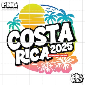 Costa Rica 2025 - Tropical Vacation Sublimation PNG | Palm Tree, Summer Sublimation PNG, Vacay Mode, Instant Download
