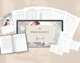 Pregnancy Journal and Planner Pages - Pregnancy Diary - Notebook for Mom and Baby With Prompts - EDITABLE PDF - BONUS Undated Calendar
