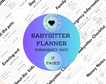 Babysitter Notes | Babysitter Planner | In Case Of Emergency | Daycare Contact Info | Babysitter Information | Nanny Binder | Fillable Pdf