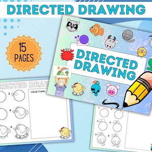 15 Step-by-Step Drawing Crafts | Draw Along Activities for Preschool Homeschool & Daycare Kids | Follow Along Drawing For Children Printable