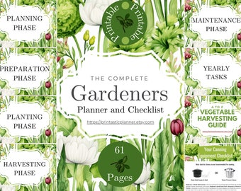 Printable Garden Planner |Garden Organizer | Square Foot Garden Planner | Harvesting Guide | Gardening Checklist | Inventory | Plant Planner
