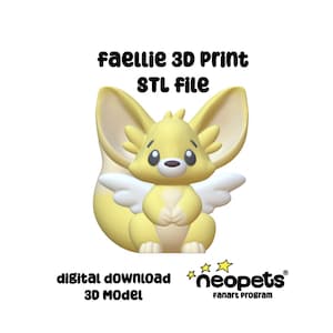 Neopets Faellie Figurine STL 3D Print File Kawaii Y2K Cute Kawaii 2000s