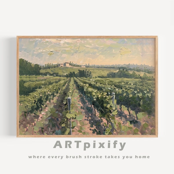 Tuscan Vineyard at Dawn - Printable Landscape Art