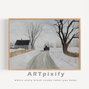 Snowy Village Cozy Country Decor in Winter Vintage Art Cottagecore Decor for Cozy Winter Decor Rustic Winter Decor Christmas Printables Art