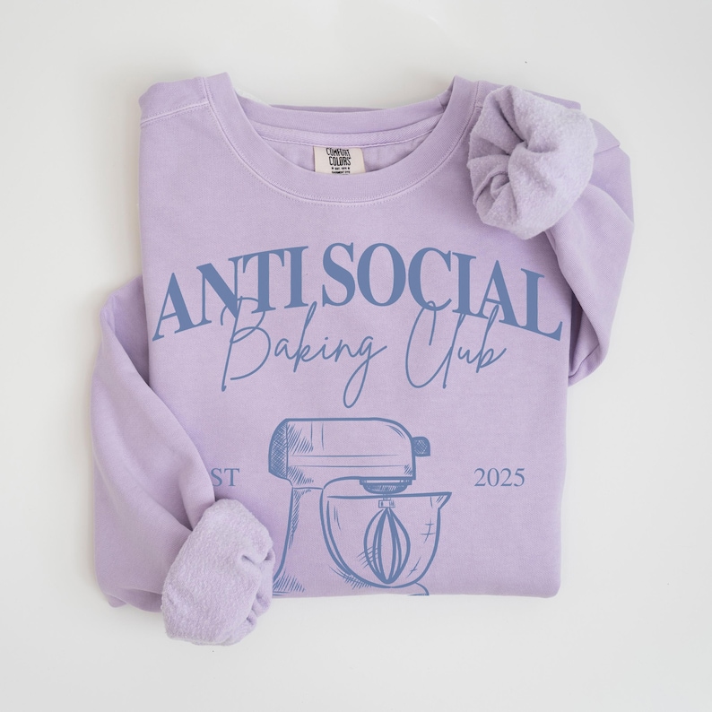 Baking Club Sweatshirt | Anti Social Baker Shirt | Personalized Baker Gifts | Comfort Colors Sweatshirts Sweatshirt—Orchid