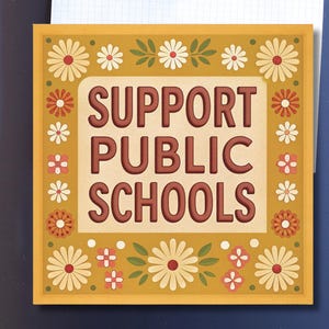 Teacher Gift, Support Public Schools Magnet, Retro Floral Vinyl Magnet for Fridge or Car, Education Support, Pro Public School Decor