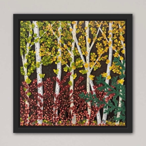 Framed Original Oil Painting on Canvas - Fall Leaves in the Ravine on Canvas