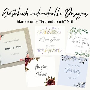 Gästebuch Hochzeit personalisierbar, Hardcover, Gästebuch zum ausfüllen oder leere Seiten, Freundschaftsbuch, Greenery, Rosa Blush, Burgundy