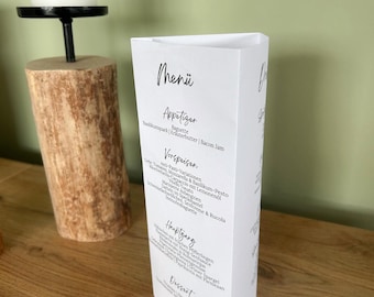 TEMPLATE menu card three-sided for drinks list and table number for weddings and celebrations