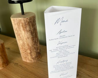 TEMPLATE menu card three-sided for drinks list and table number for weddings and celebrations