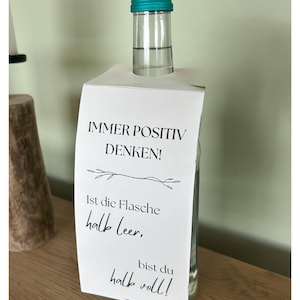 TEMPLATE Gift tag for wine bottle liquor bottle “If the bottle is half empty, you are half full” to print