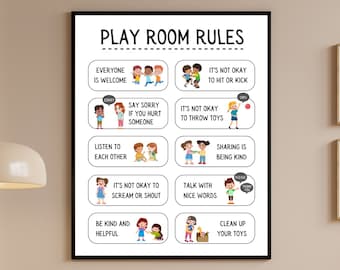 Playroom Rules Poster: Minimalist Kids Decor (Digital Download)