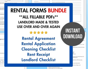 Fillable Landlord Forms Bundle: Rental Agreement, Application, Checklist (PDF)