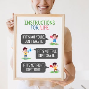Printable House Rules For Kids | Instructions For Life | Family Rules | Helps Kids Make Good Choices | Print At Home Letter Size