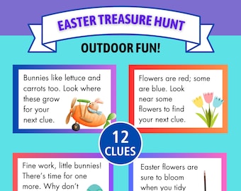 Easter Scavenger Hunt Printable: 12 Rhyming Clue Cards (PDF)
