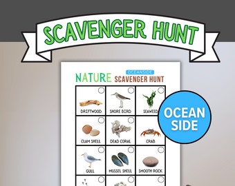 Nature Scavenger Hunt - Oceanside Seaside Beachcombing Theme | Printable | Kids Outdoor Activity for Ocean Shore Treasure Hunters